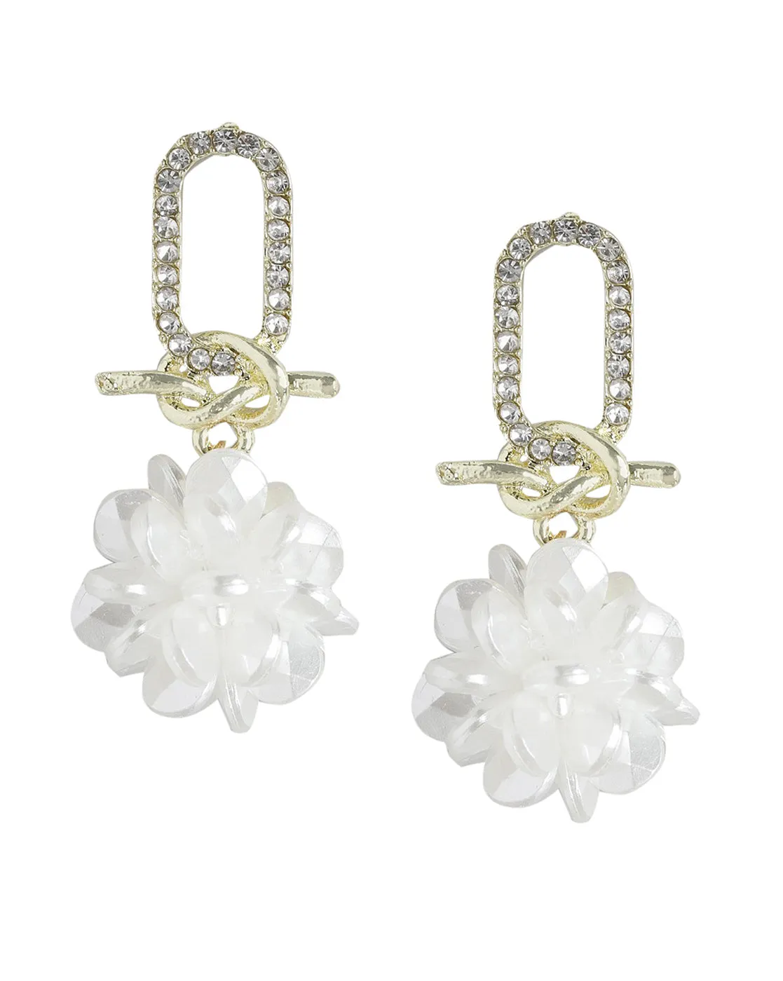 Gold Plated With Cz Floral Drop Earring For Women