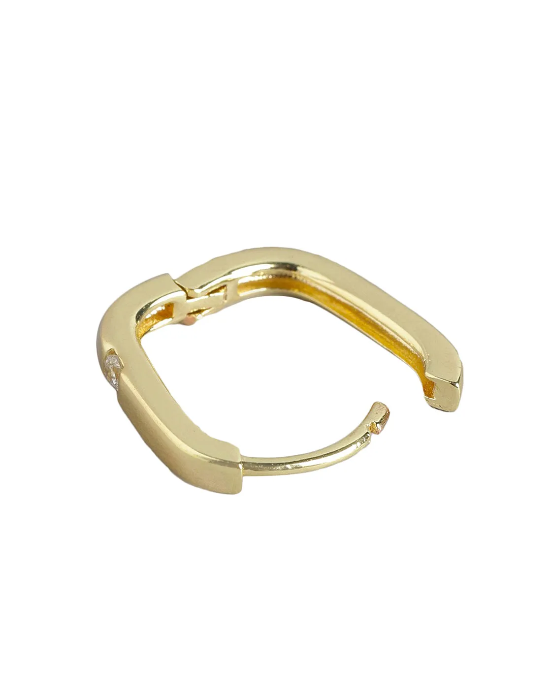 Gold Plated With Cz Petite Hoop Earring For Women