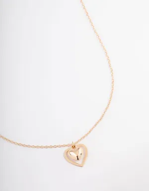 Gold Puffy Heart Necklace
