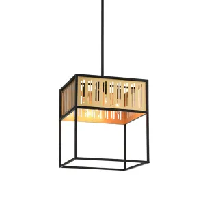 Goldenguild Matte Black & Brushed Gold 4 Light Pendant