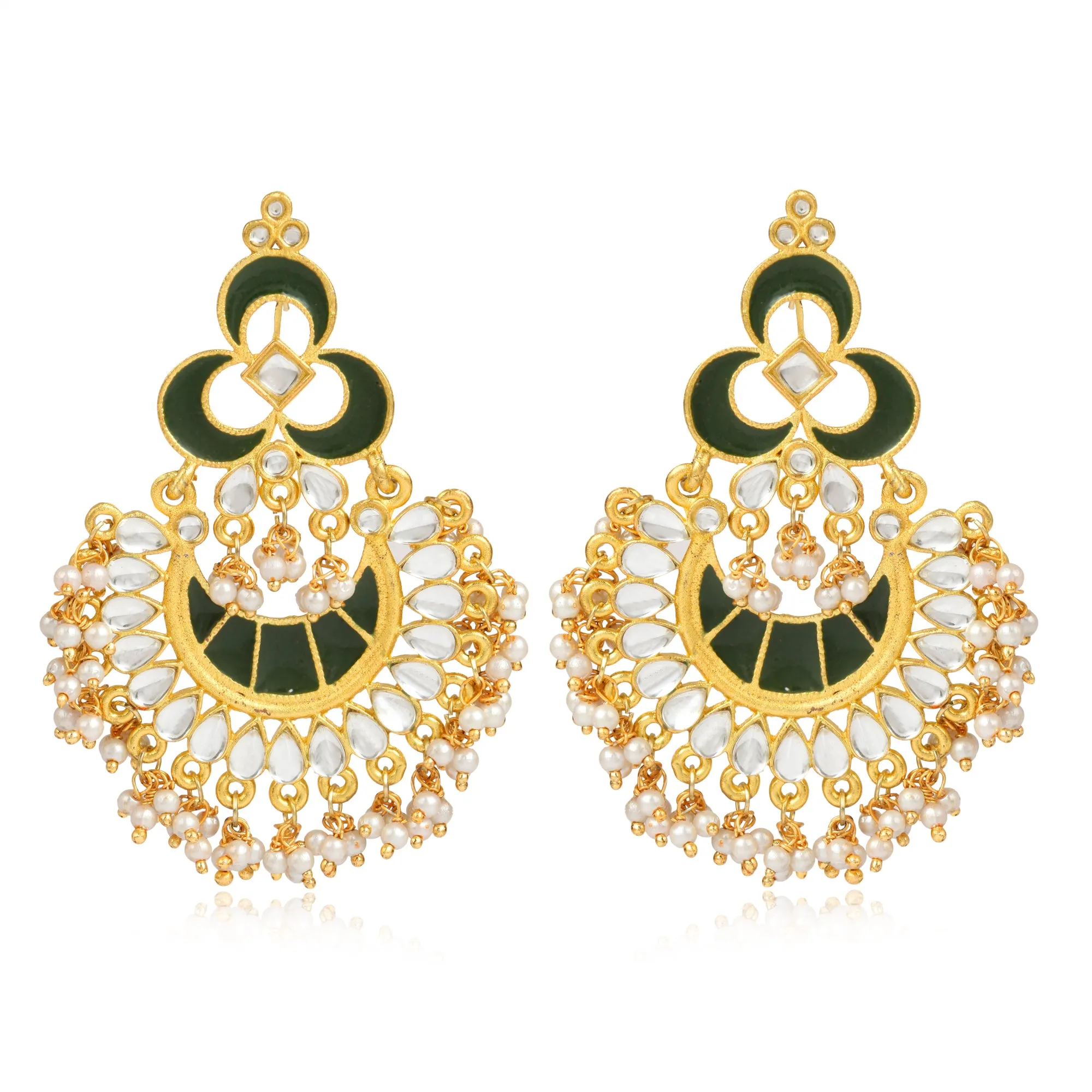GoldPlated Fashion German Chandbali Hook Dangler Stylish Fancy Party Wear Earrings For Women