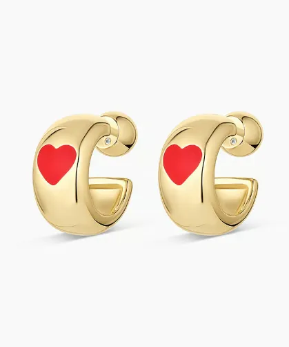 Gorjana Amour Helium Heart Huggies - Gold/Red - FINAL SALE