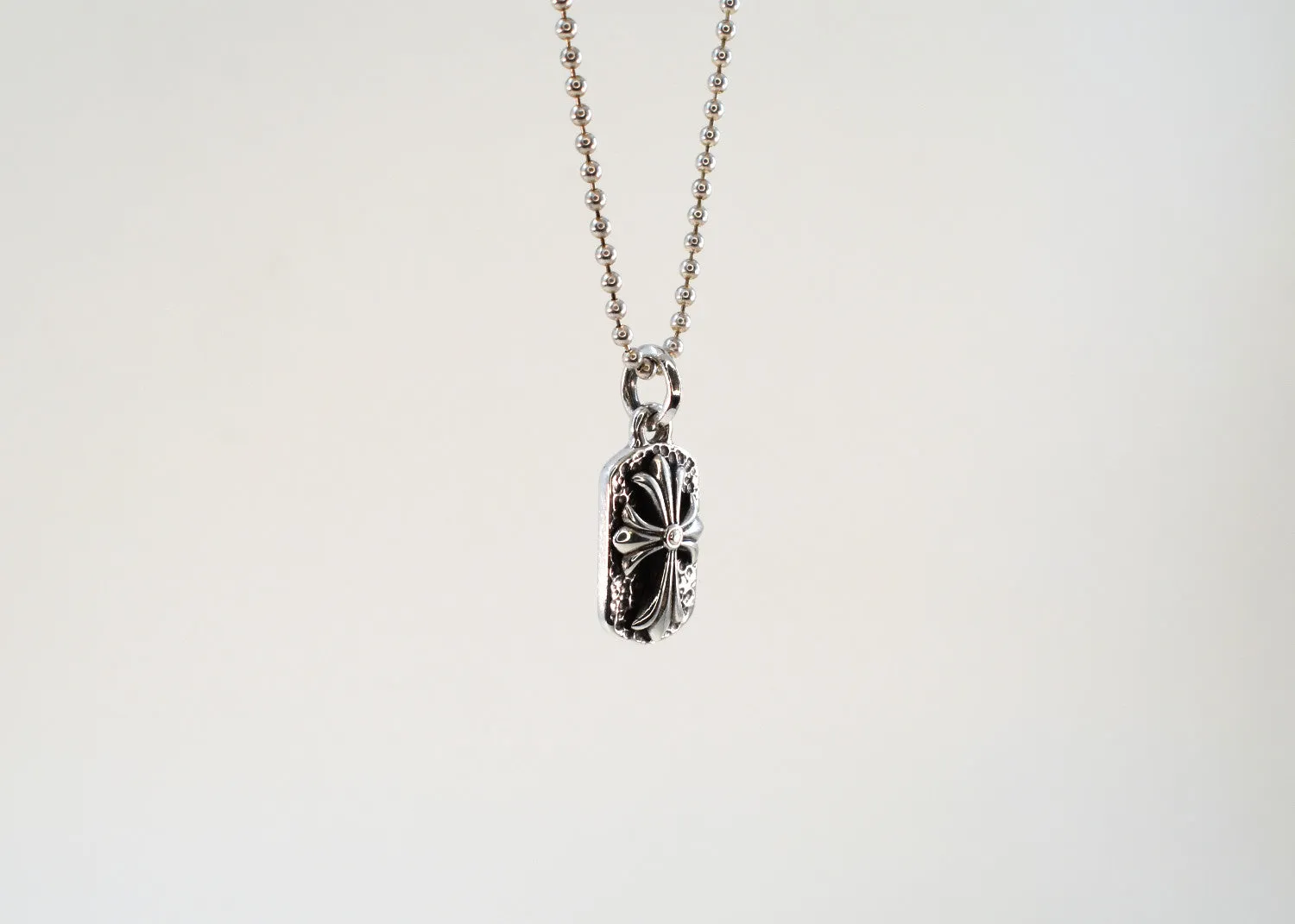 Gothic Cross Mini Dog Tag Necklace