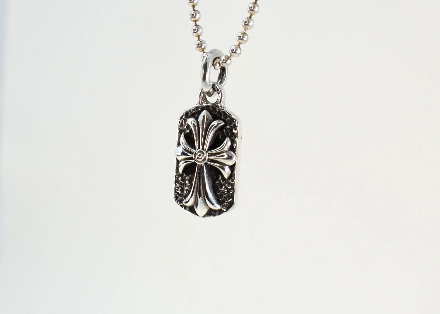 Gothic Cross Mini Dog Tag Necklace