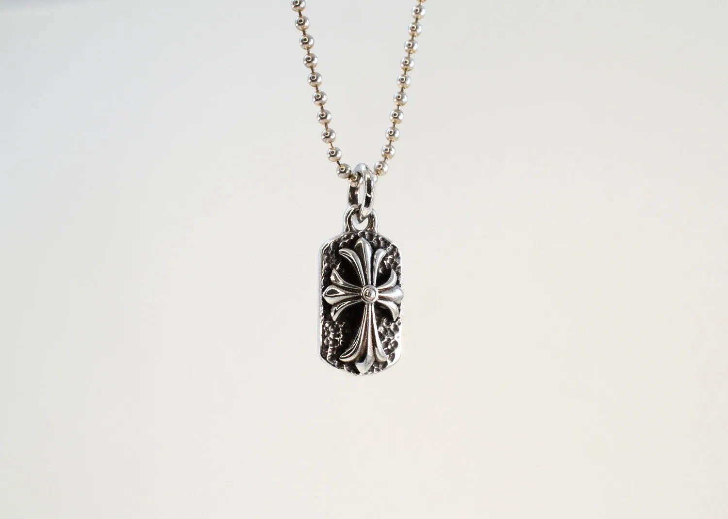 Gothic Cross Mini Dog Tag Necklace