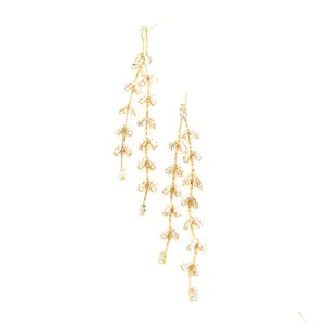 Graceful Willow Zircon and Gold Dangle Earrings