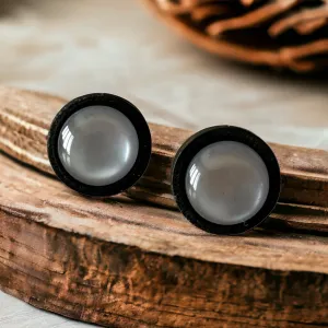 Gray Resin Black Wood Unisex Stud Earrings - Stylish & Versatile Accessories
