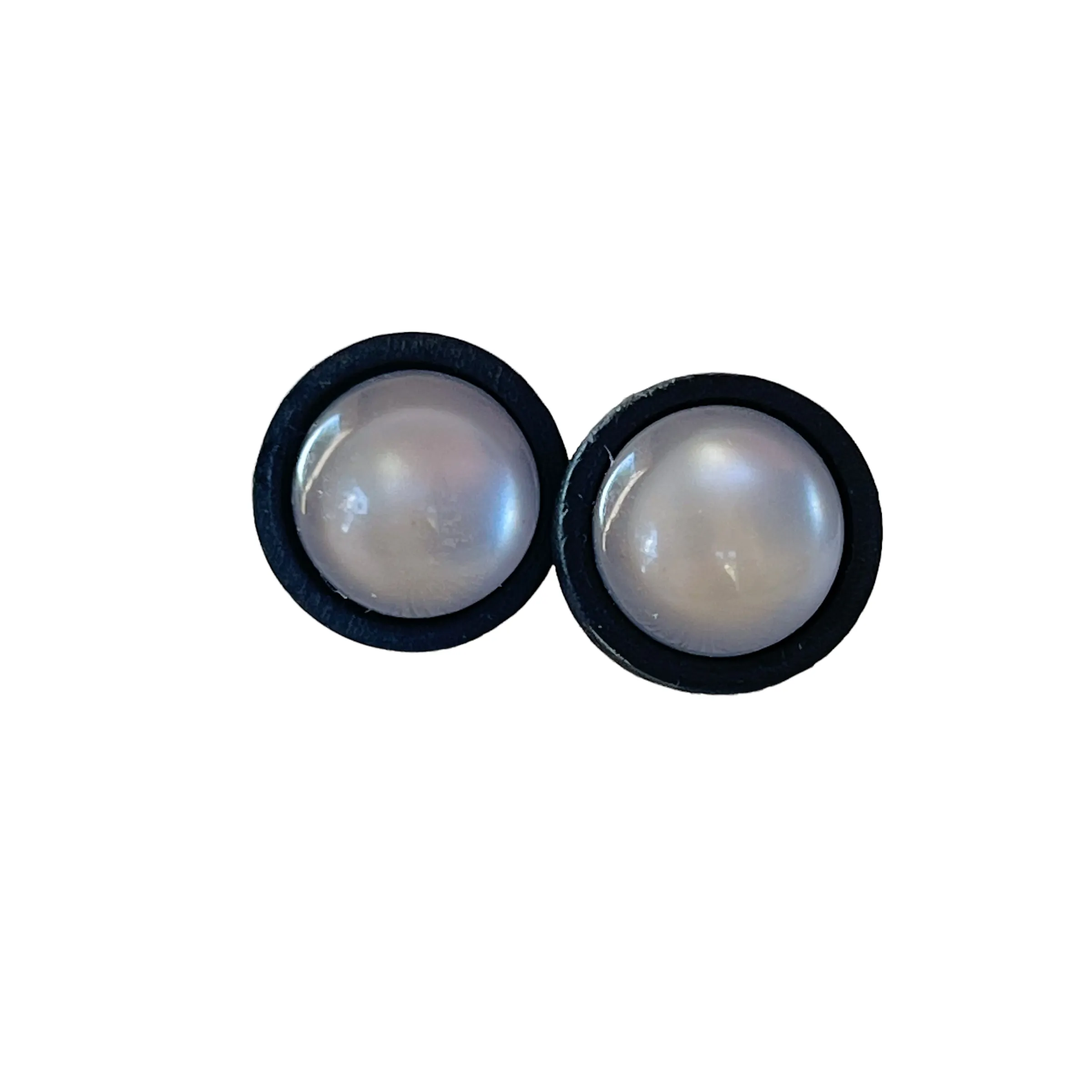 Gray Resin Black Wood Unisex Stud Earrings - Stylish & Versatile Accessories