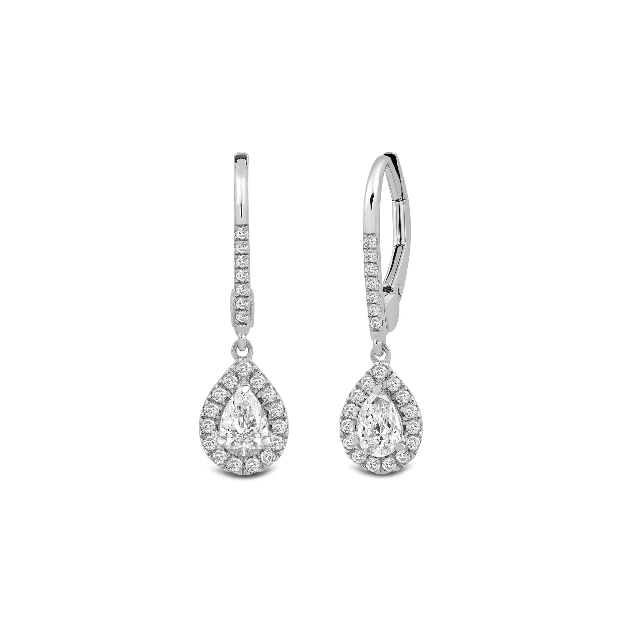 Halo Pear Drop Studded Lever Back Earrings