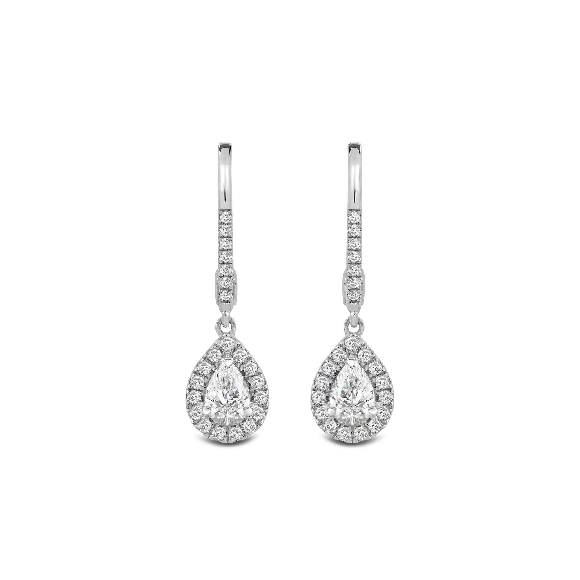 Halo Pear Drop Studded Lever Back Earrings