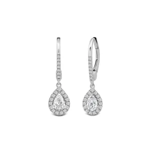 Halo Pear Drop Studded Lever Back Earrings