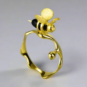 Handmade Bee and Dripping Honey Rings