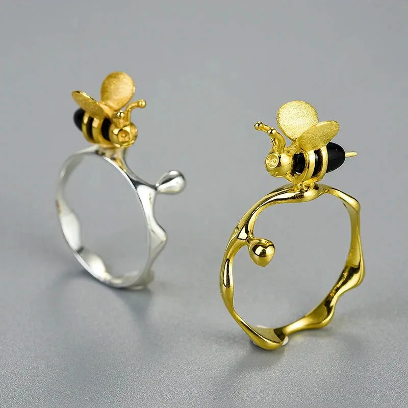 Handmade Bee and Dripping Honey Rings