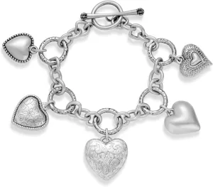 Heart Charm Bracelets for Women, Dainty Gold Bracelets with Heart Charm Vintage Silver Heart Bracelet Statement Bracelets for Women Trendy