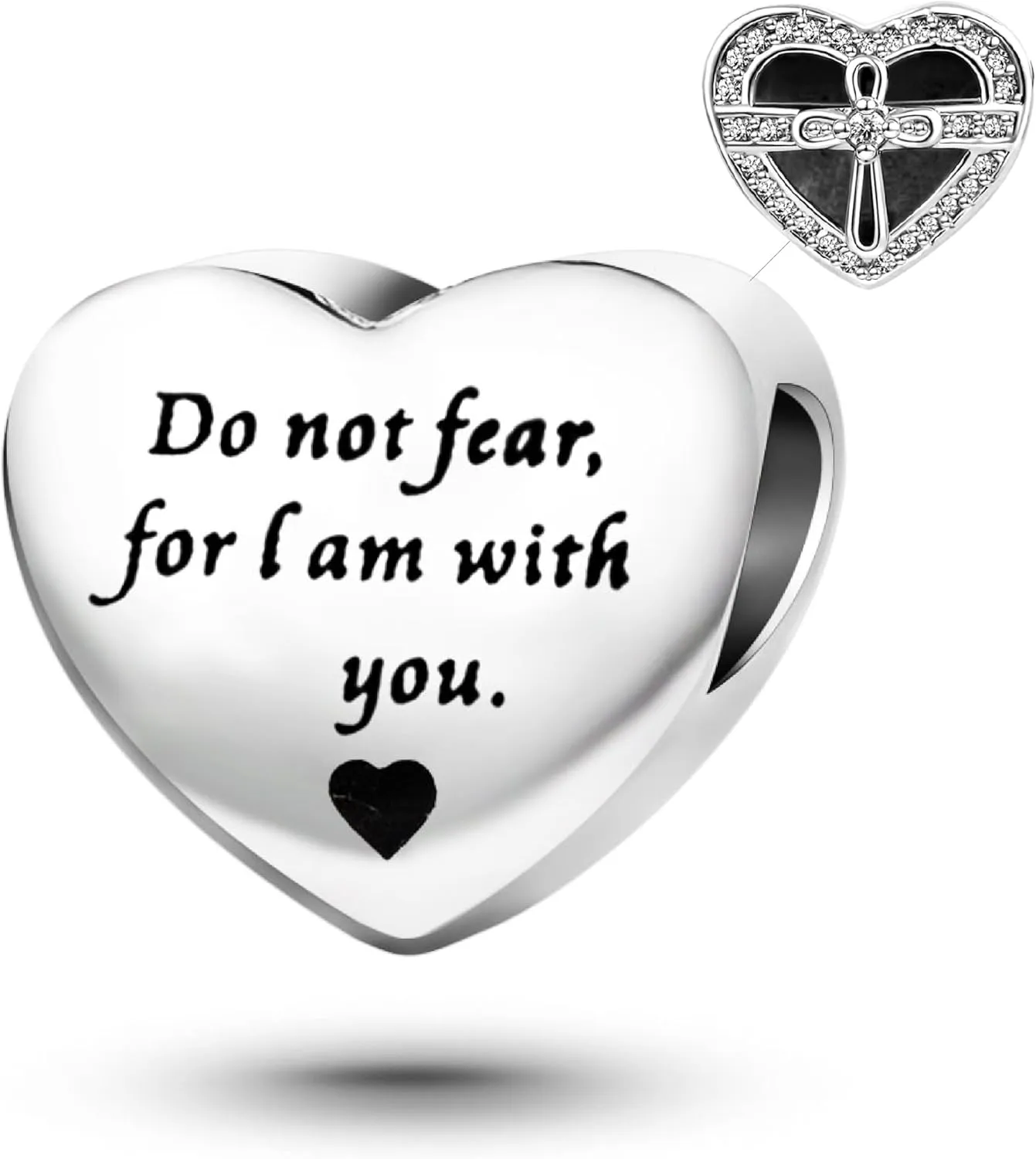 Heart Love Jesus God Cross Charm Compatible with Pandora Charms Bracelets Engraved Bible Verse Quote Beads for Women Jewelry
