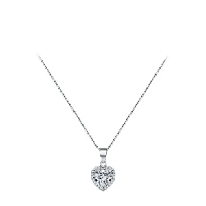 Heart-shaped Zircon Sterling Silver Necklace with Elegant Pendants