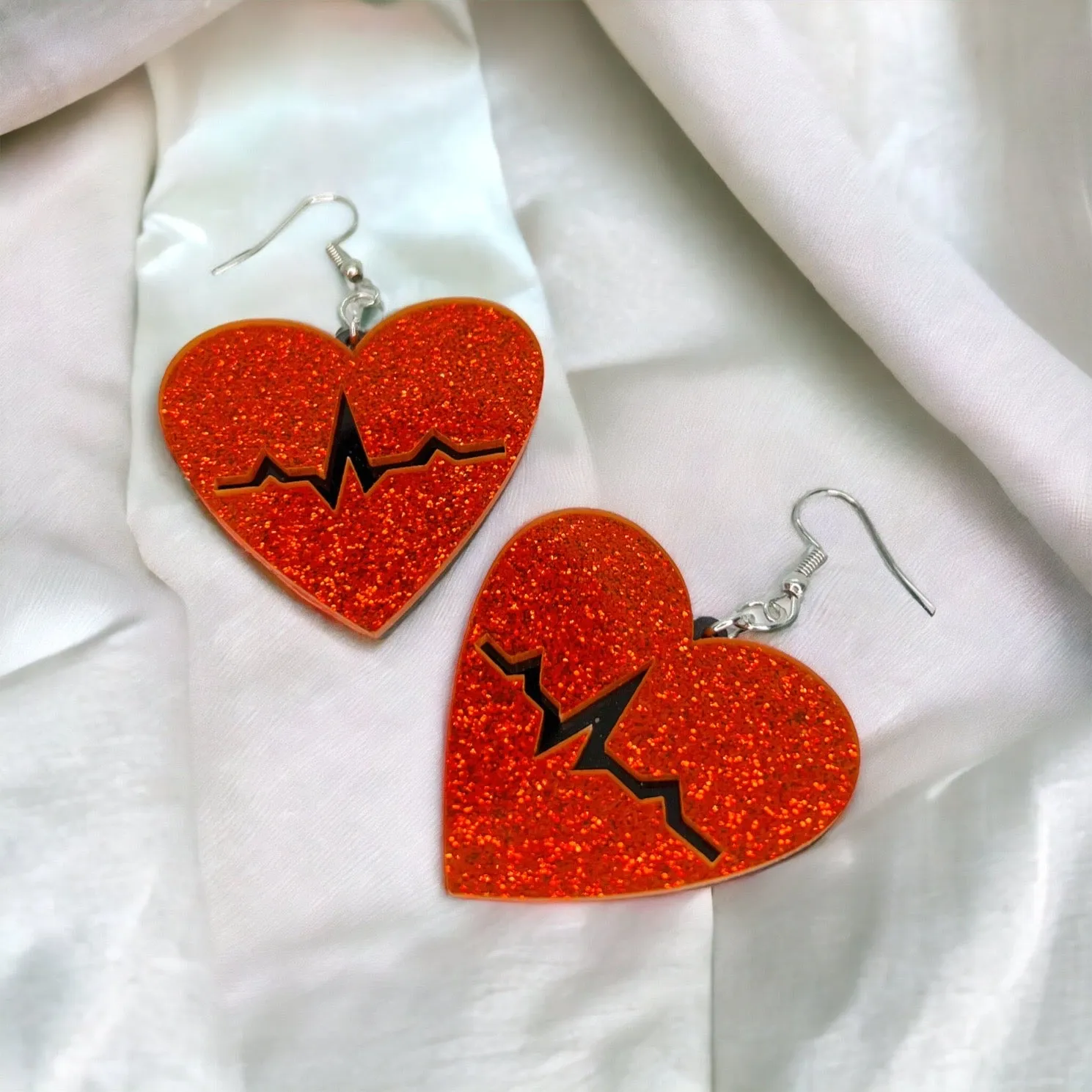 Heartbeat Earrings - Nurse Earrings, Cardiology Earrings, Cardiologist Gift, Heart Attack, CPR Instructor, Handmade Earrings