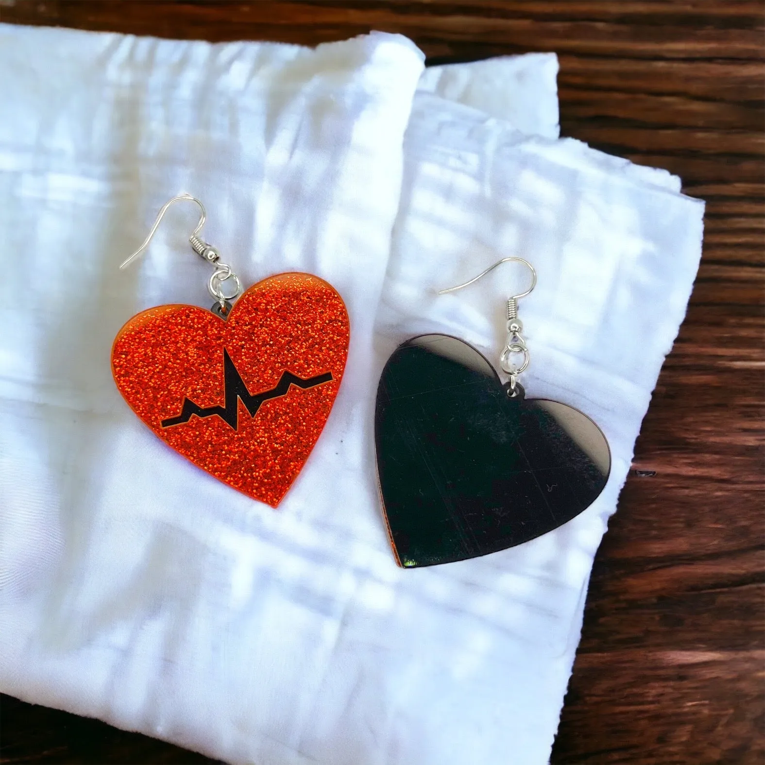 Heartbeat Earrings - Nurse Earrings, Cardiology Earrings, Cardiologist Gift, Heart Attack, CPR Instructor, Handmade Earrings