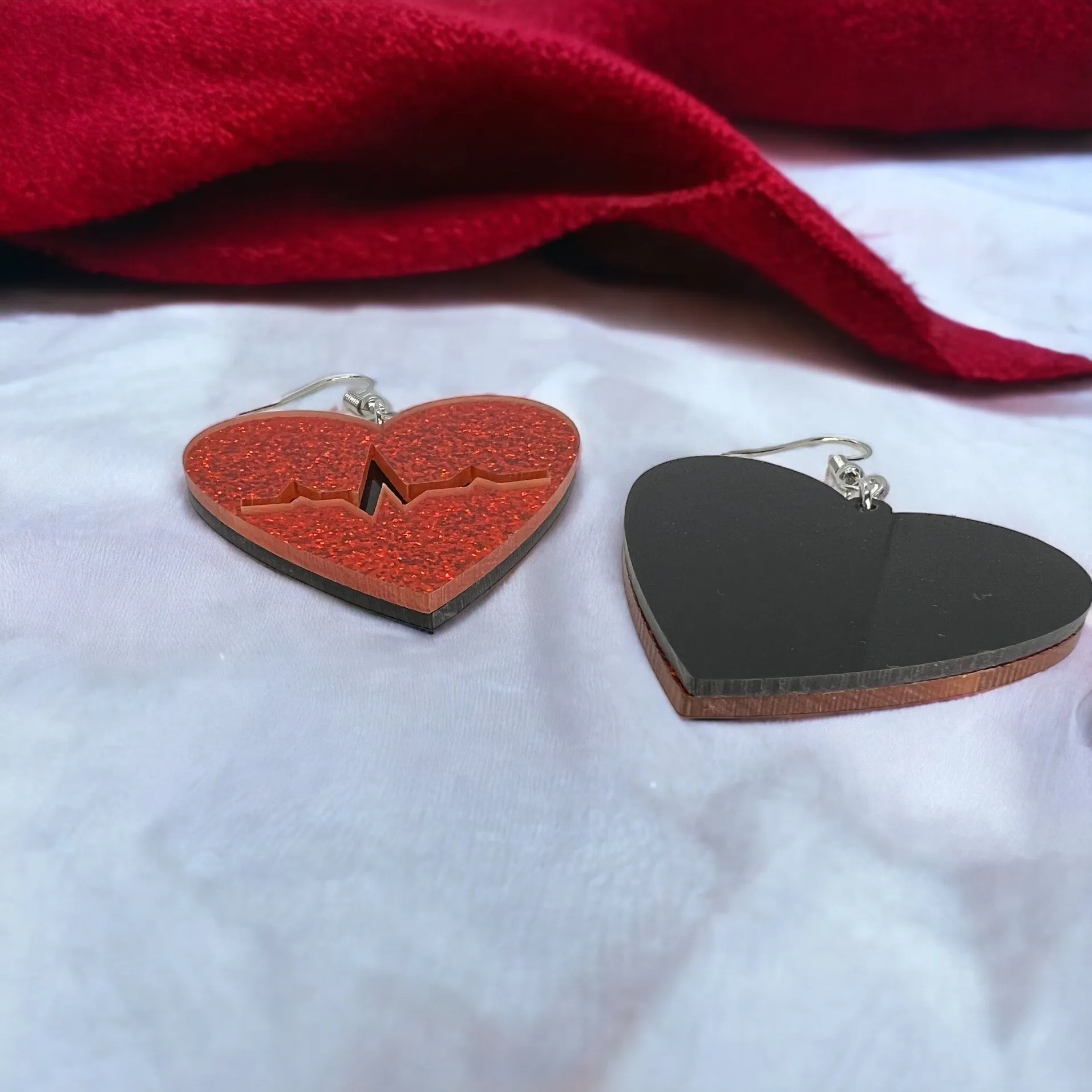 Heartbeat Earrings - Nurse Earrings, Cardiology Earrings, Cardiologist Gift, Heart Attack, CPR Instructor, Handmade Earrings
