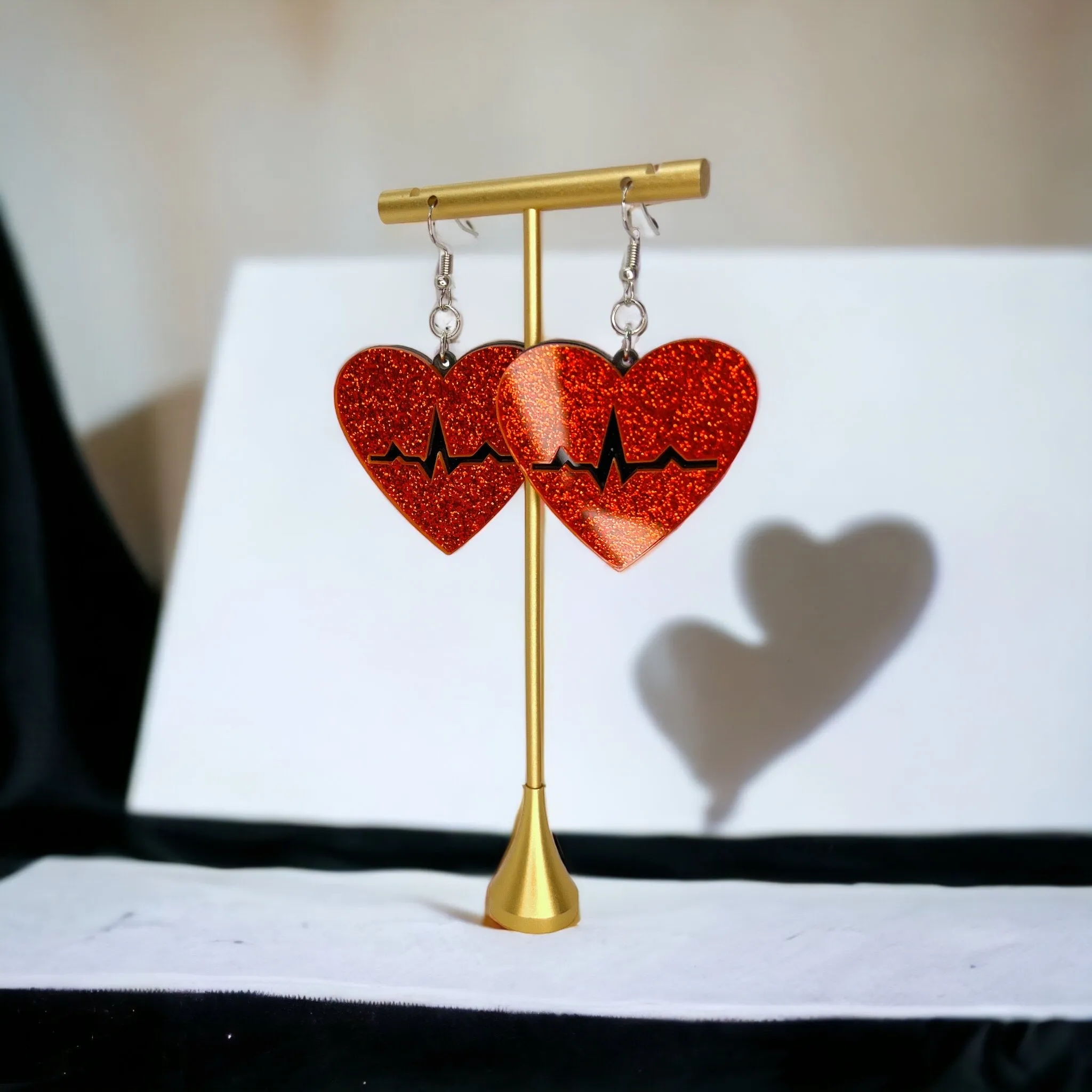 Heartbeat Earrings - Nurse Earrings, Cardiology Earrings, Cardiologist Gift, Heart Attack, CPR Instructor, Handmade Earrings