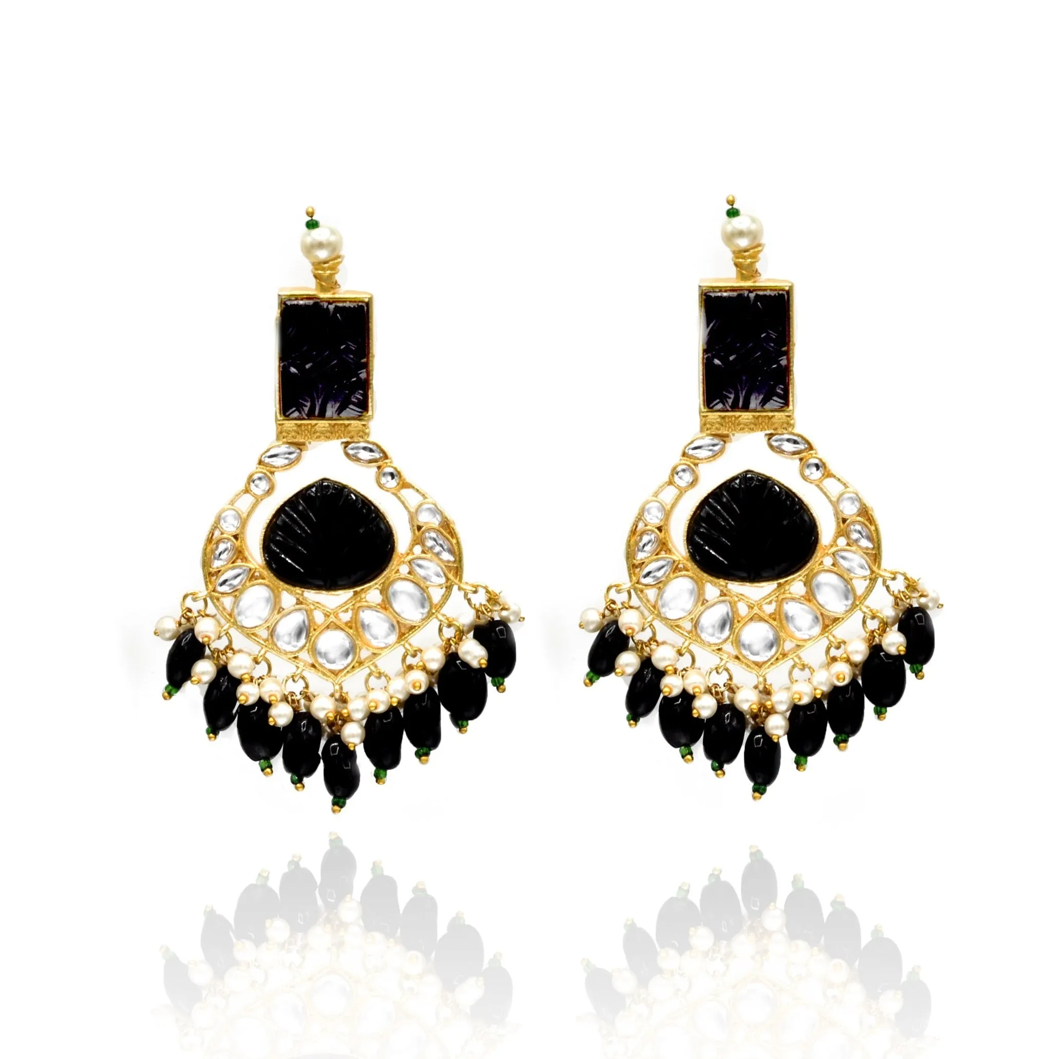 Hetal Handmade Carved Stone Earrings