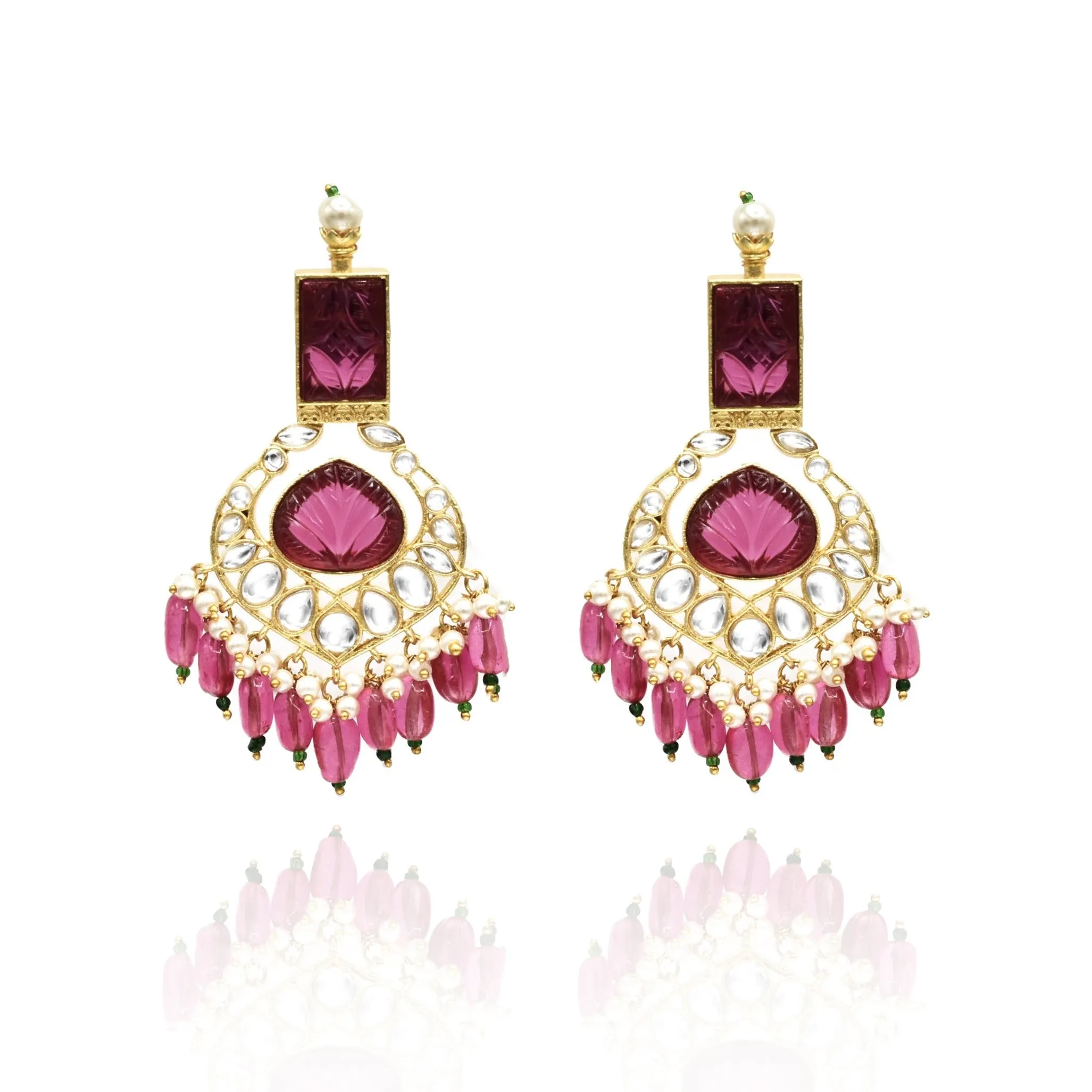 Hetal Handmade Carved Stone Earrings