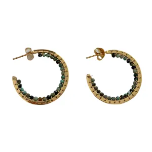 Hoop Earrings in Gold Plated Sterling Silver with Turquoise Gemstone