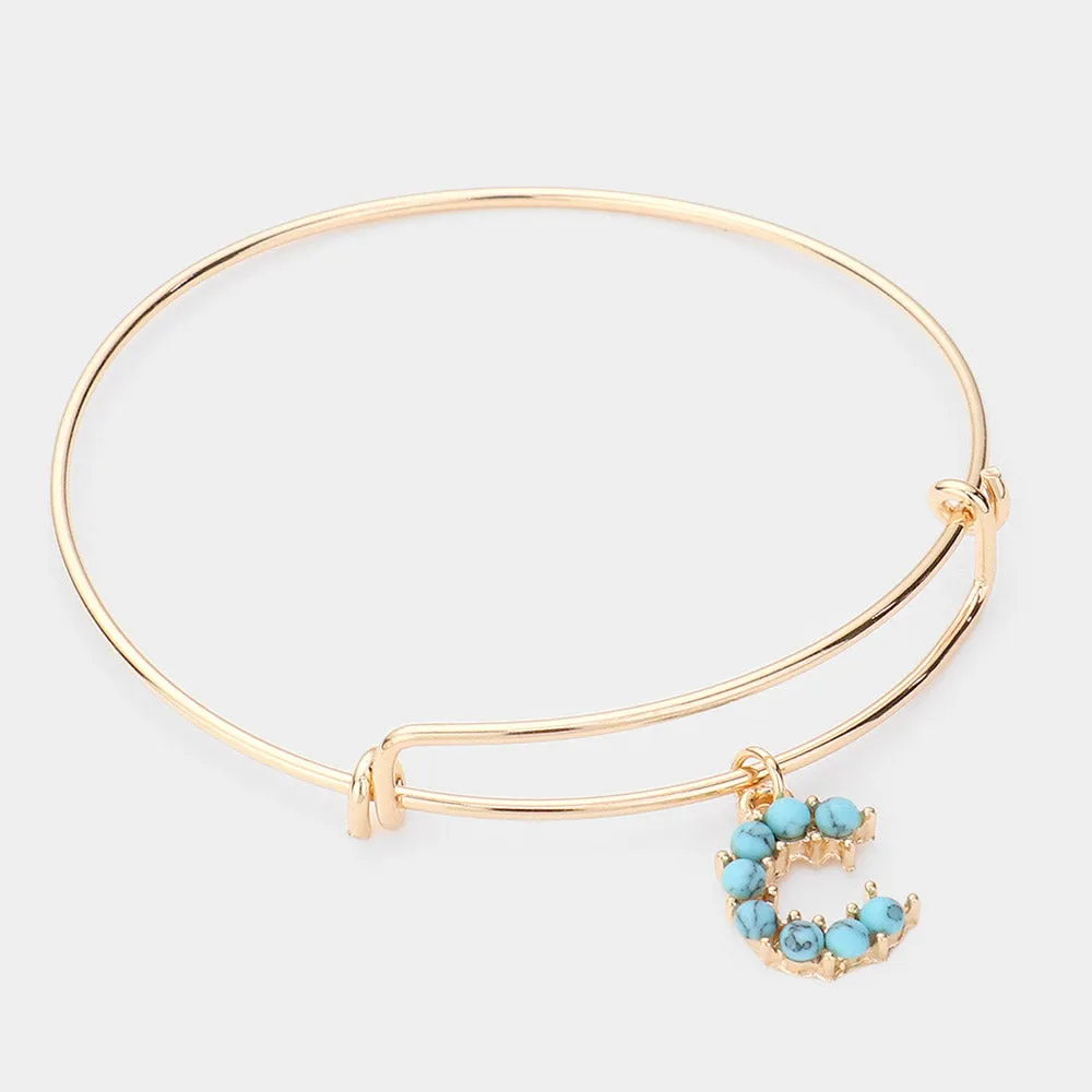 iLLASPARKZ -C- Turquoise Embellished Monogram Charm Bracelet