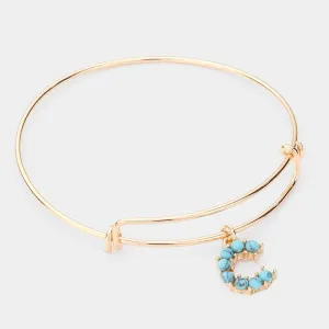 iLLASPARKZ -C- Turquoise Embellished Monogram Charm Bracelet