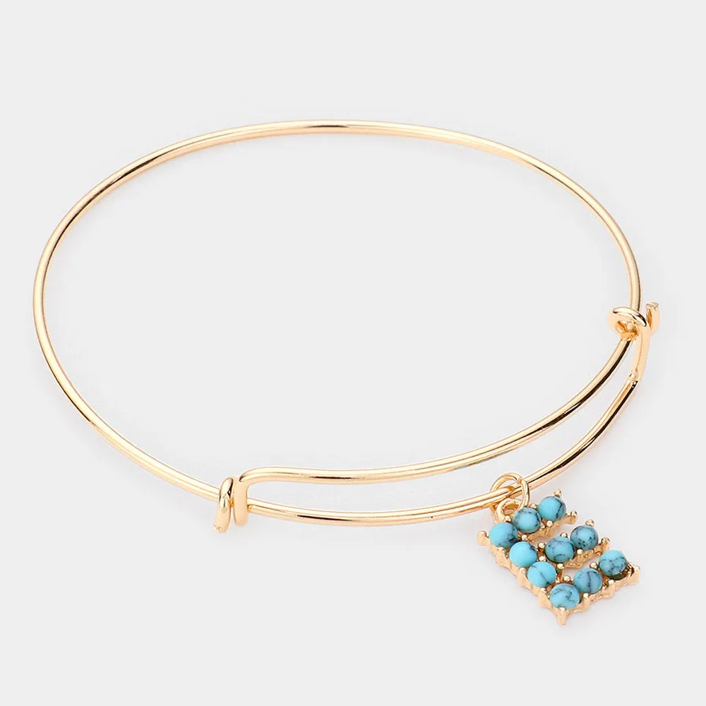 iLLASPARKZ -E- Turquoise Embellished Monogram Charm Bracelet