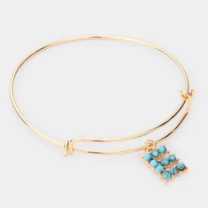 iLLASPARKZ -E- Turquoise Embellished Monogram Charm Bracelet