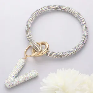iLLASPARKZ -V- Bling Studded Monogram Charm Bracelet Keychain