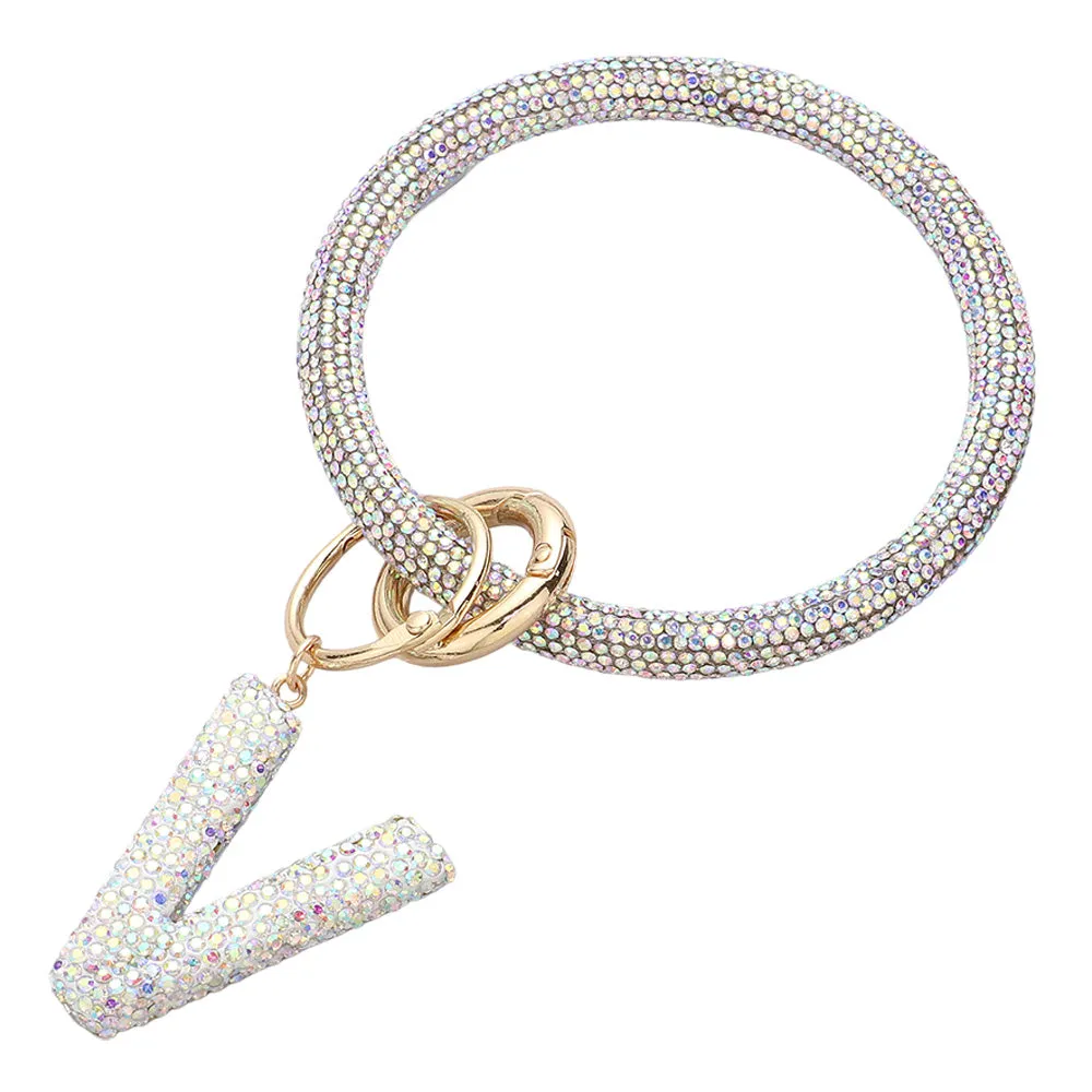 iLLASPARKZ -V- Bling Studded Monogram Charm Bracelet Keychain