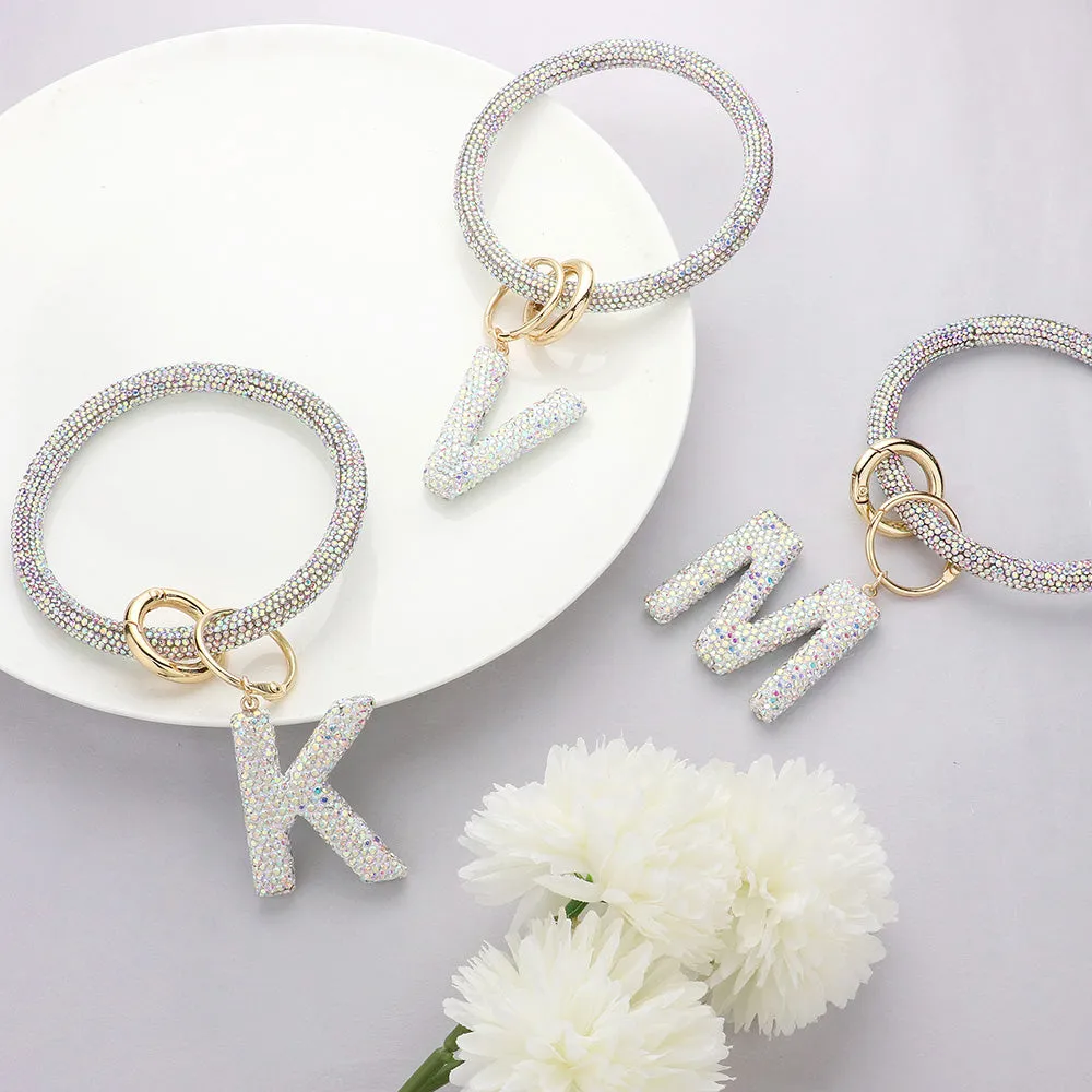 iLLASPARKZ -V- Bling Studded Monogram Charm Bracelet Keychain