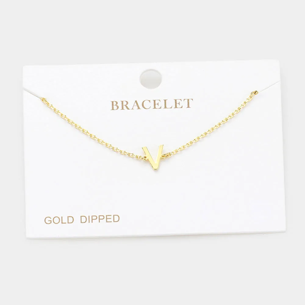 iLLASPARKZ -V- Gold Dipped Metal Monogram Charm Bracelet