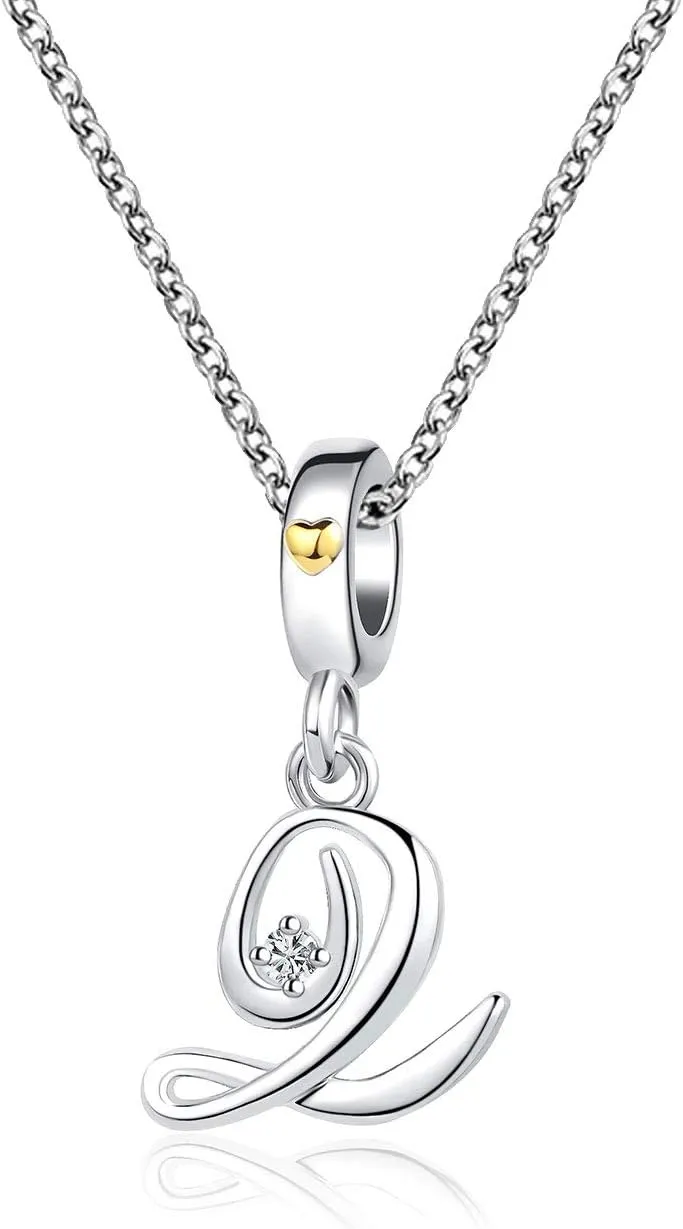 Initial Necklace Women Alphabet Letter Charm Silver Gift Pendant for Family Friends Christmas Birthday