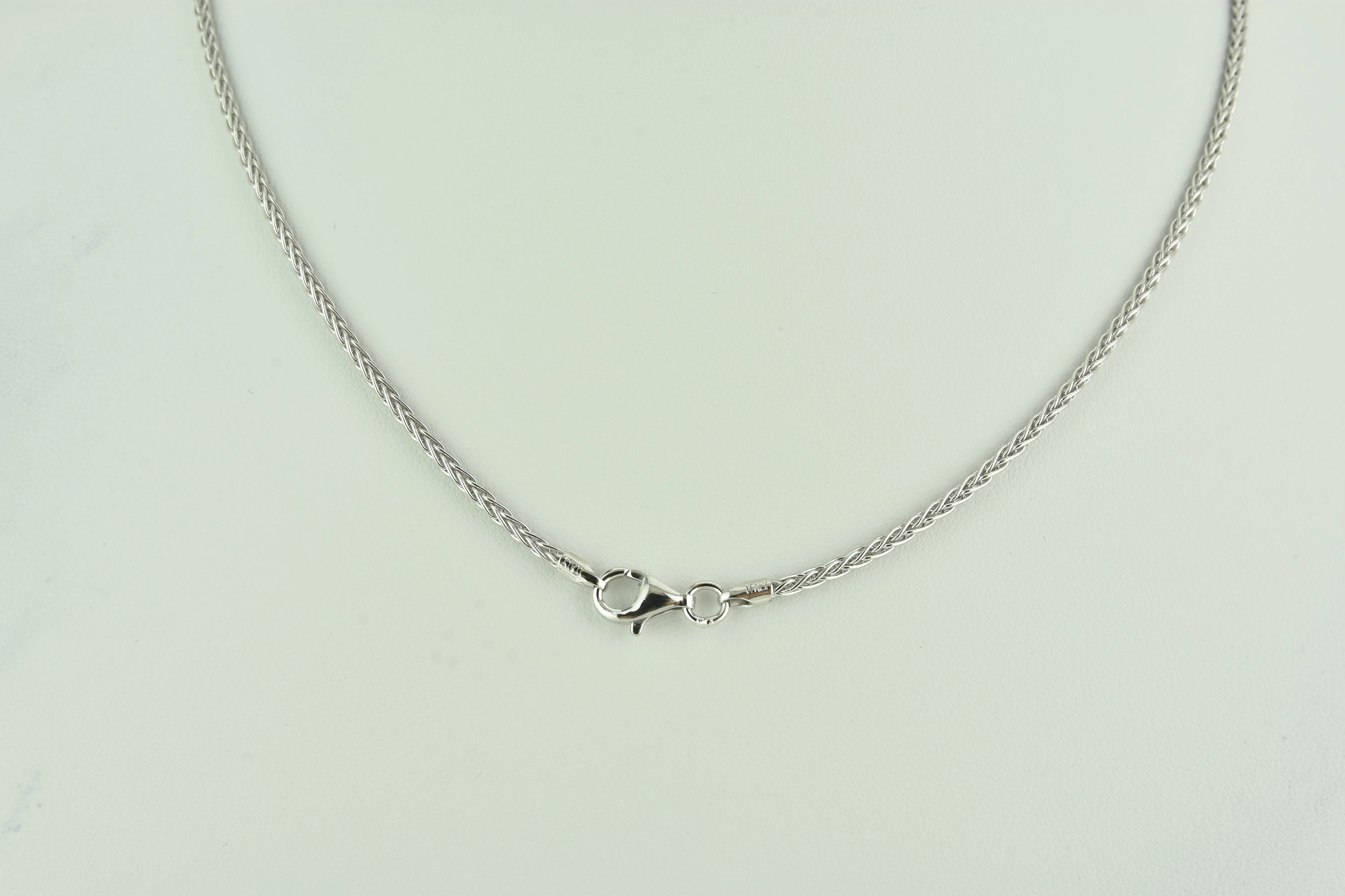 Italian Braid Sterling Silver Chain with White Rhodium Plate