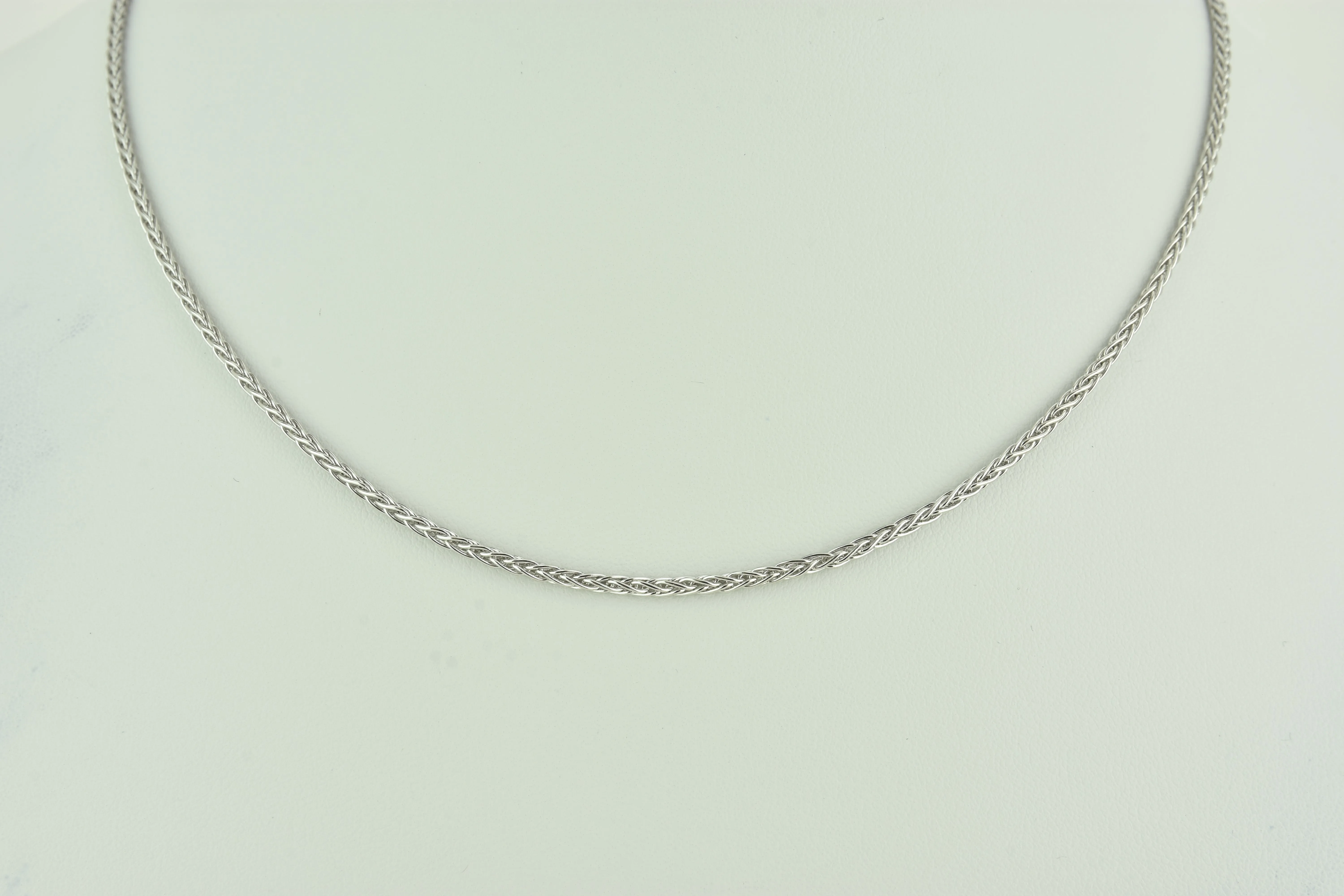 Italian Braid Sterling Silver Chain with White Rhodium Plate