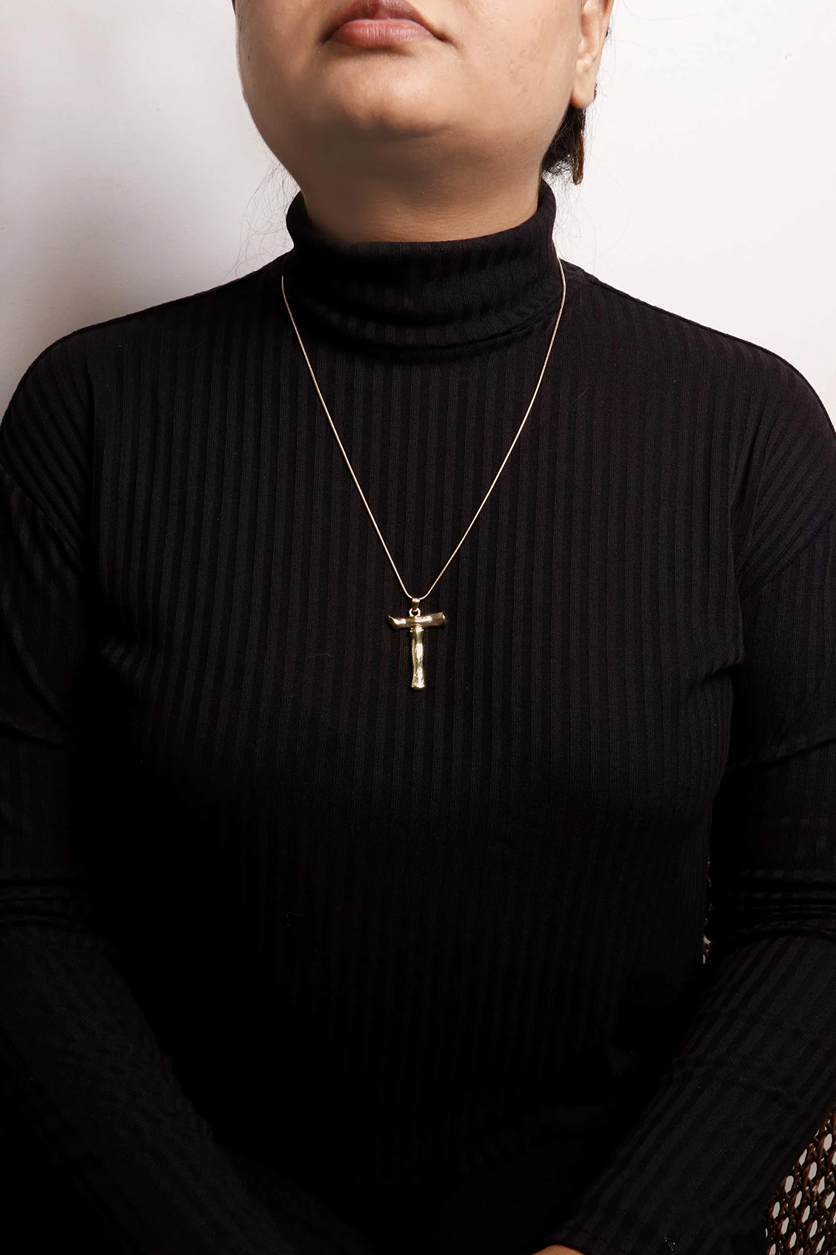 Joker & Witch T Initial Gold Pendant Necklace for Women