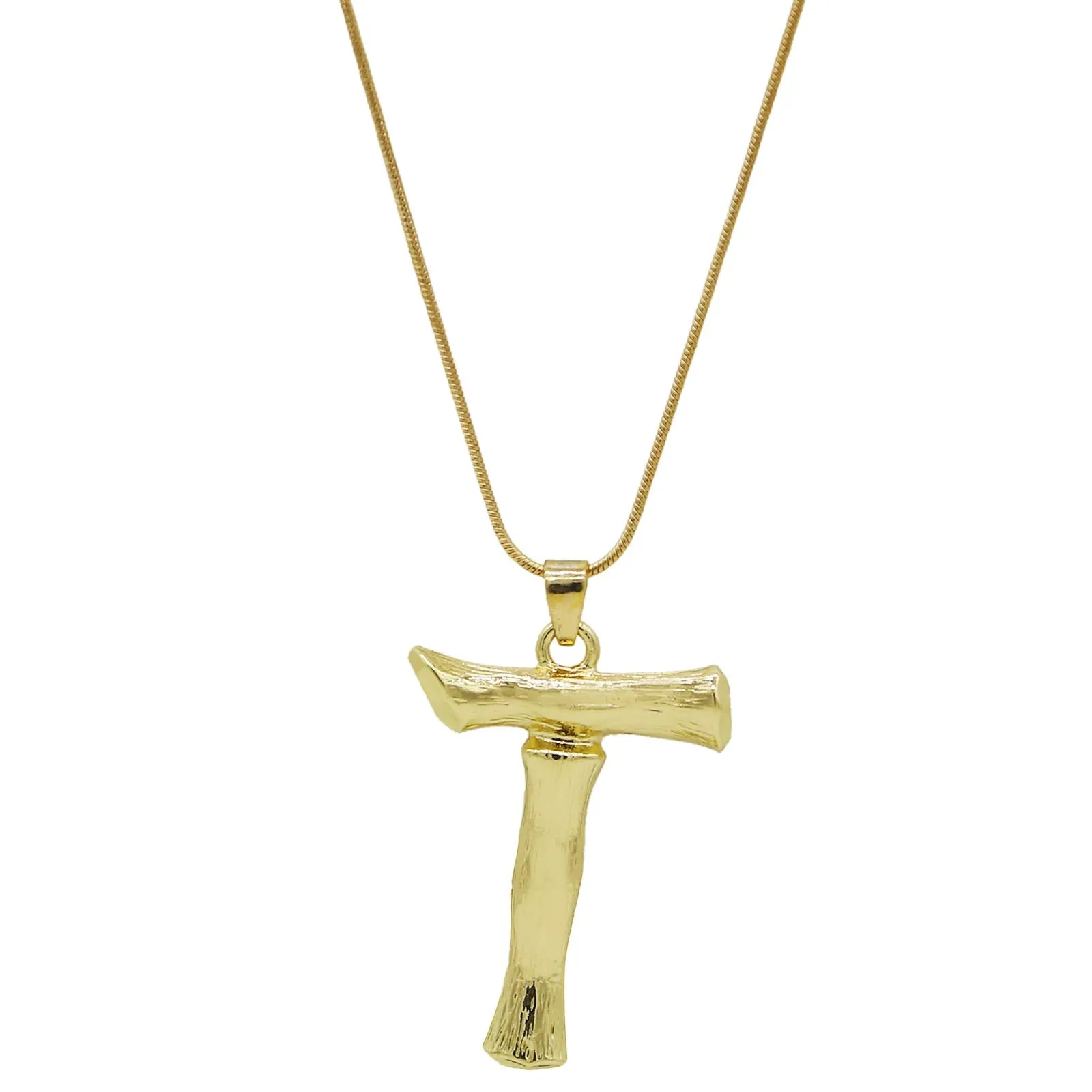 Joker & Witch T Initial Gold Pendant Necklace for Women