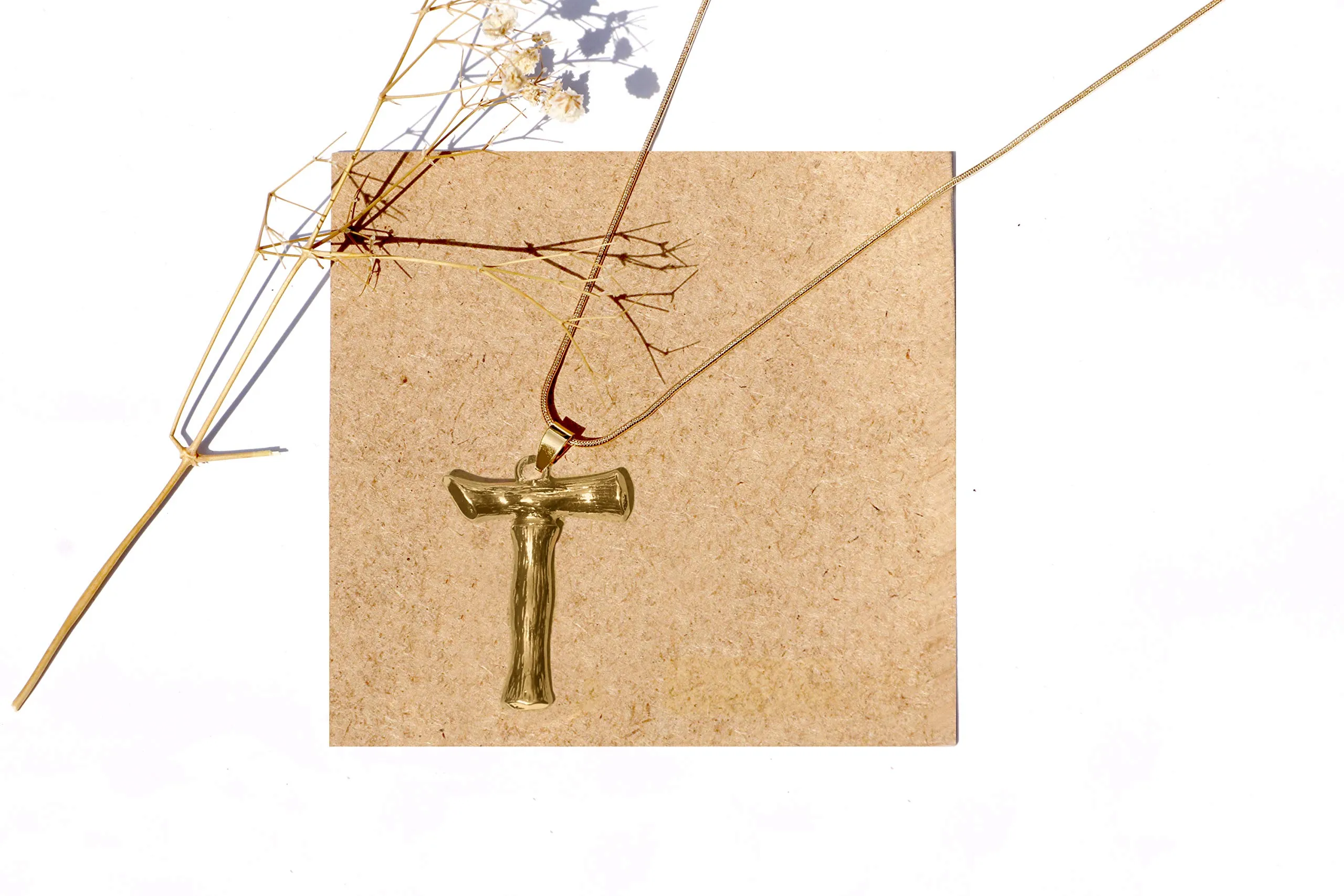 Joker & Witch T Initial Gold Pendant Necklace for Women