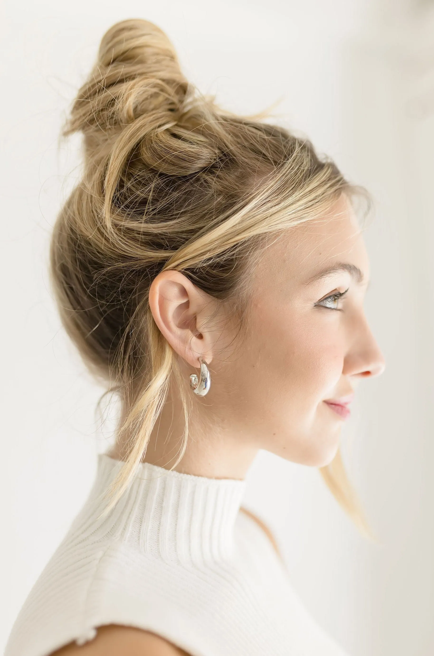 Kacie Chunky Semi Hoop Earrings Silver