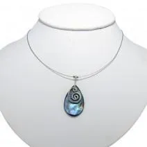 Koru Tear Drop Paua Necklace