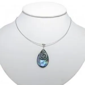 Koru Tear Drop Paua Necklace