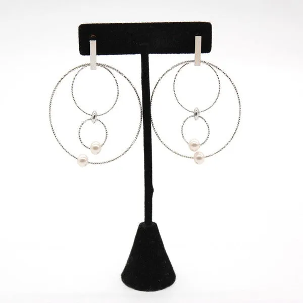 LARGE CHIC DANGLE PEARL HOOP EARRING