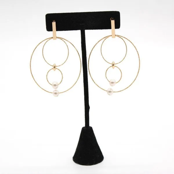 LARGE CHIC DANGLE PEARL HOOP EARRING