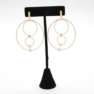 LARGE CHIC DANGLE PEARL HOOP EARRING