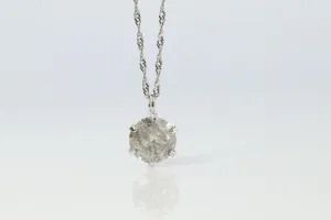 Large Diamond solitaire pendant. Platinum Pt900 Round diamond 0.6CT Necklace