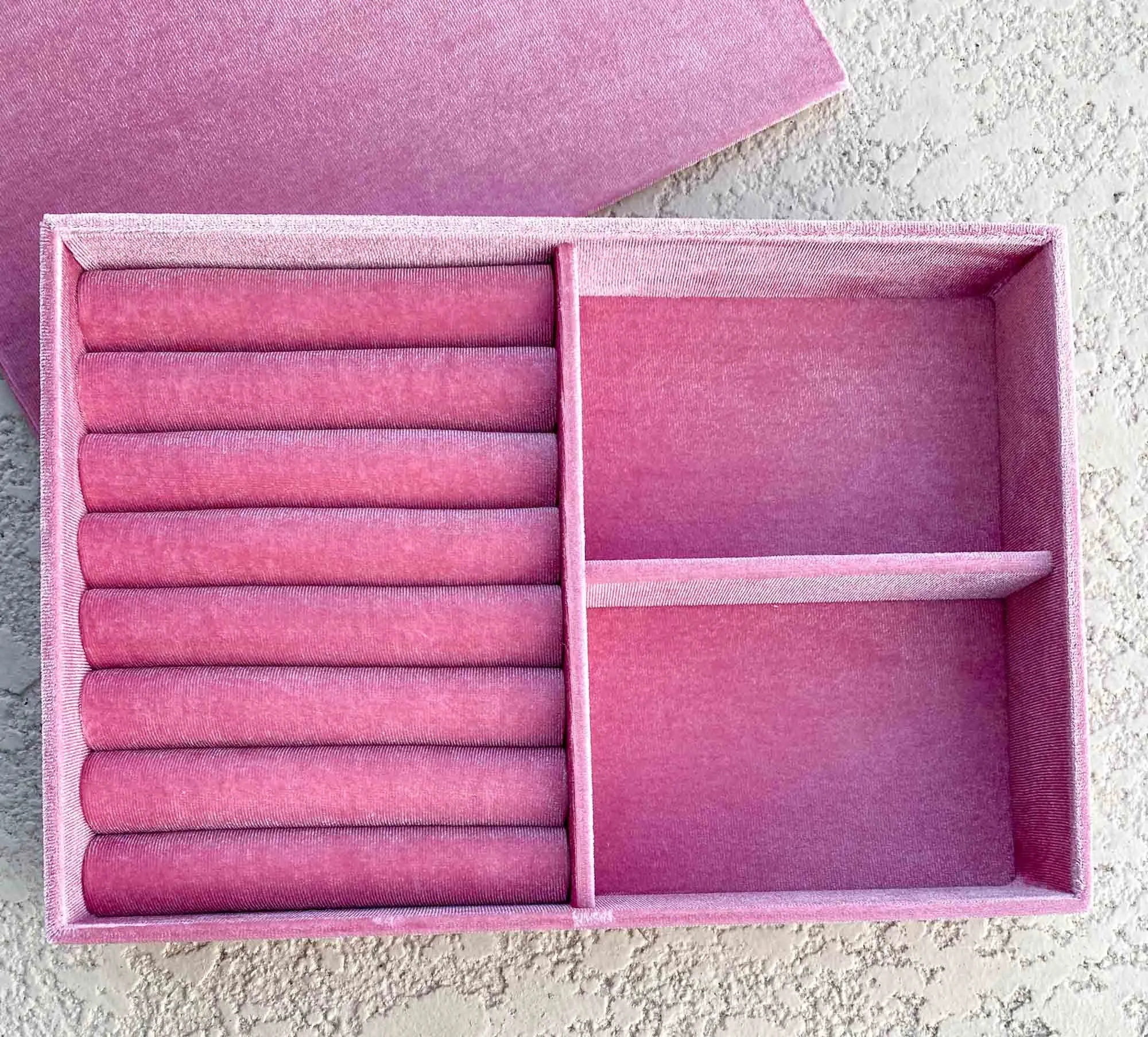 Large Multiple Ring Compartment Luxurious Velvet Jewelry Ring Tray RB006
