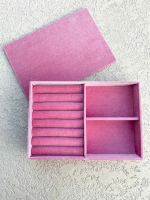 Large Multiple Ring Compartment Luxurious Velvet Jewelry Ring Tray RB006